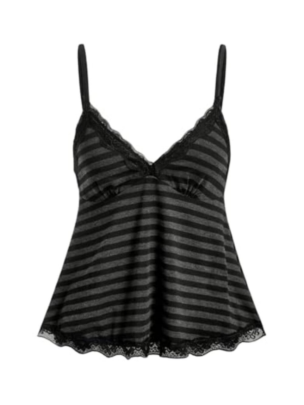 SOLY HUX Women's Y2K Lace Cami Striped Babydoll Top